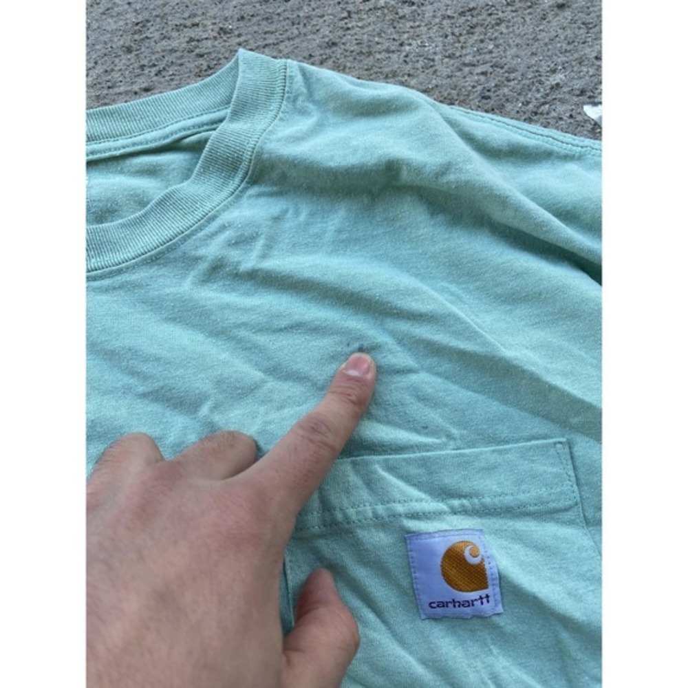 VTG Carhartt Shirt Mens 3XL Green Loose Fit Pocket Tee Workwear Tagless Crewneck - Picture 6 of 12